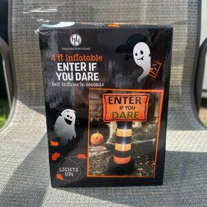 Halloween Inflatable Light Up ENTER IF YOU DARE 4 Ft Yard Decor Huntington Home